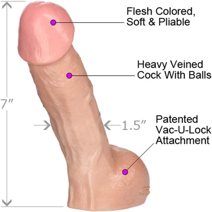 Dildo Realistic, Doc Johnson, Perfect Erect, Vac-U-Lock, 18 cm - detaliu design