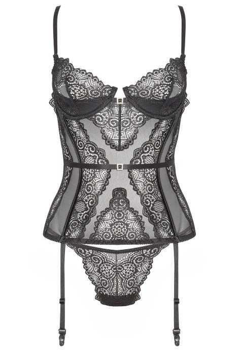 Set Corset si Tanga, Beauty Night, Ravenna, Negru# - dimensiuni complete