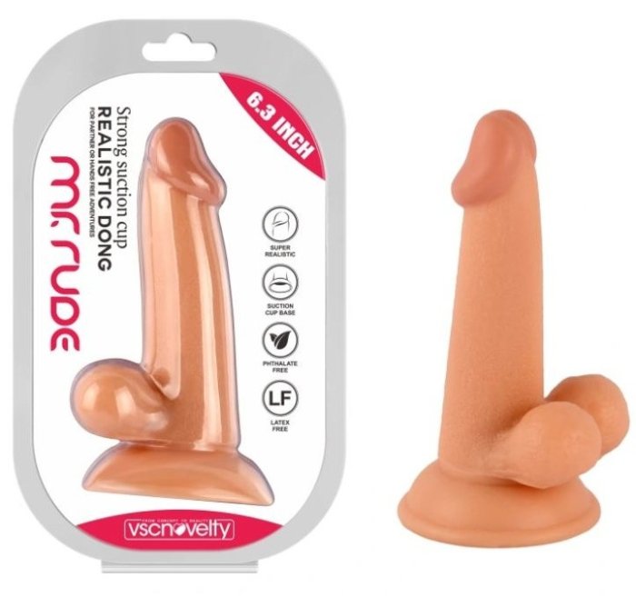 Dildo Realistic VSCNOVELTY "Mr.Rude" 16 cm - Natural - vedere frontala