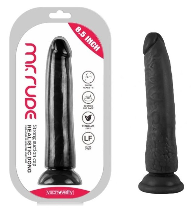 Dildo Realistic VSCNOVELTY "Mr.Rude" 21,6 cm - Negru - vedere frontala
