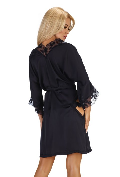 Set Halat Sexy si Chiloti Ambrosia Beauty Night - Negru
