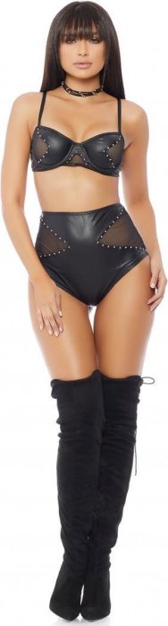 Set Lenjerie Forplay Addiction Bra and Panty - Negru