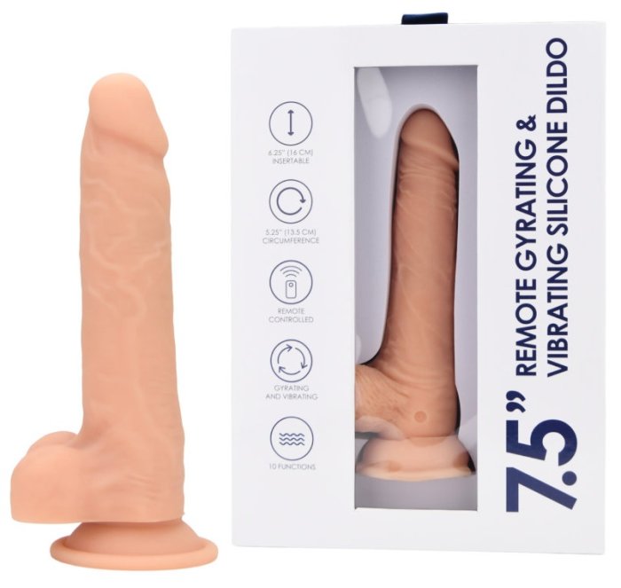 Vibrator din silicon, Loving Joy, cu vibratii si rotatii, cu telecomanda, 10 Functii, 22 cm - vedere frontala