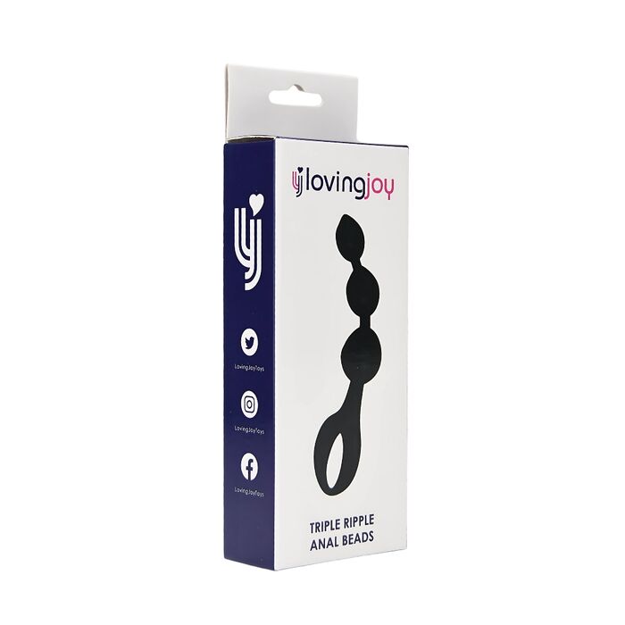 Triple Ripple Anal Beads, Loving Joy, Negru#
