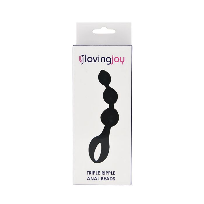 Triple Ripple Anal Beads, Loving Joy, Negru#