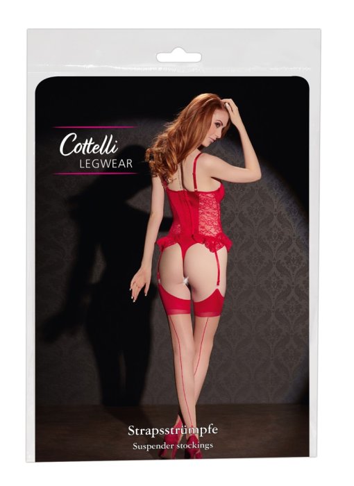 Ciorapi cu Banda Rosie si Cusatura Cottelli Collection - Rosu