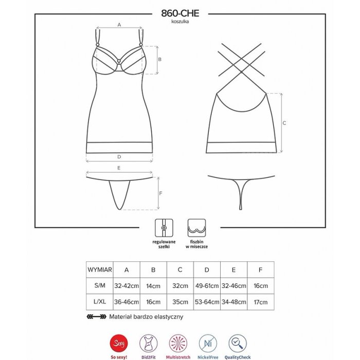 Set Lenjerie sexy, Obsessive, camasa de noapte, rochita neglije și tanga negru# - accesorii incluse