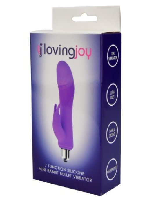 Vibrator Loving Joy, Silicone Mini Rabbit Bullet, Violet, 7 functii#