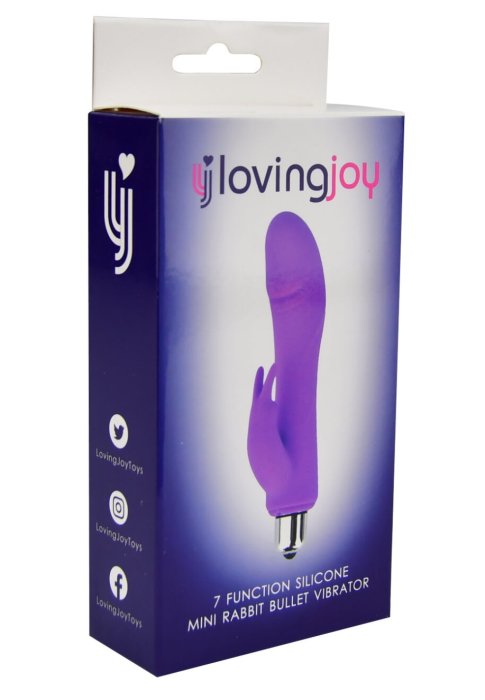 Vibrator Loving Joy, Silicone Mini Rabbit Bullet, Violet, 7 functii#