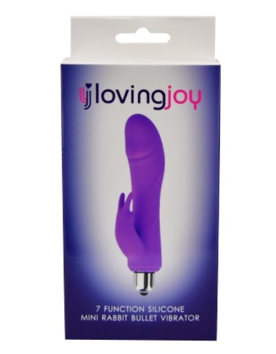 Vibrator Loving Joy, Silicone Mini Rabbit Bullet, Violet, 7 functii#