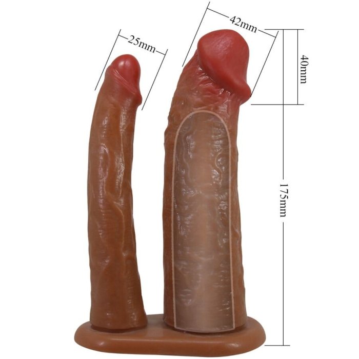 Dildo Dublu Extender, Pretty Love, prelungitor penis - detaliu design