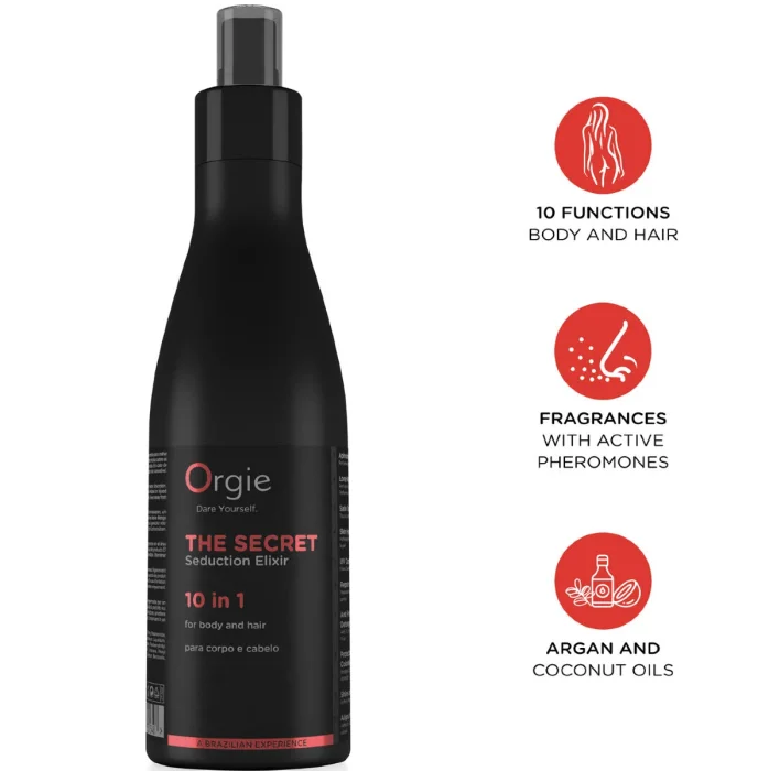 Crema cu feromoni ORGIE The Secret Seduction Elixir, afrodisiac 10 in 1 pentru corp si par femei, 200 ml - detaliu design