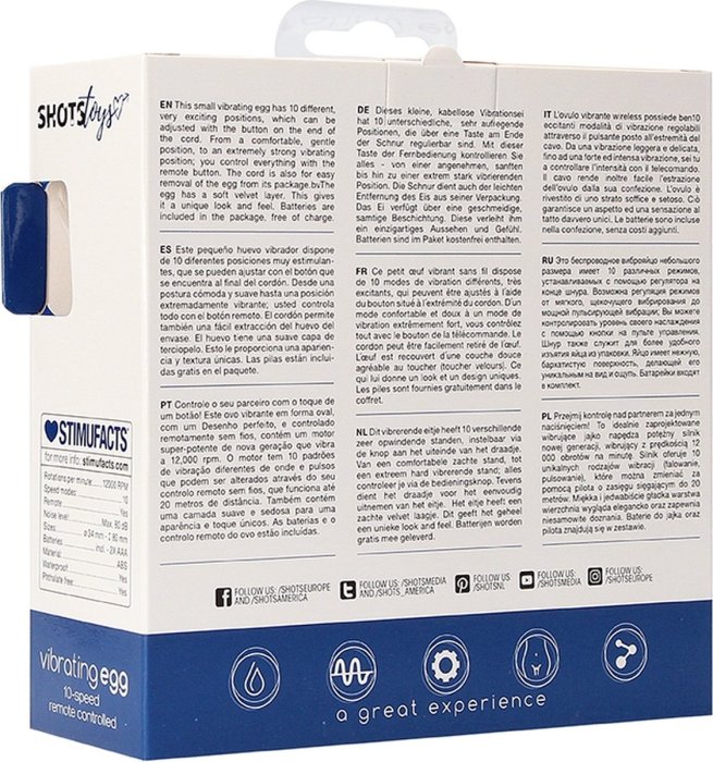 Ou Vibrant, Shots Toys, albastru, 10 viteze#