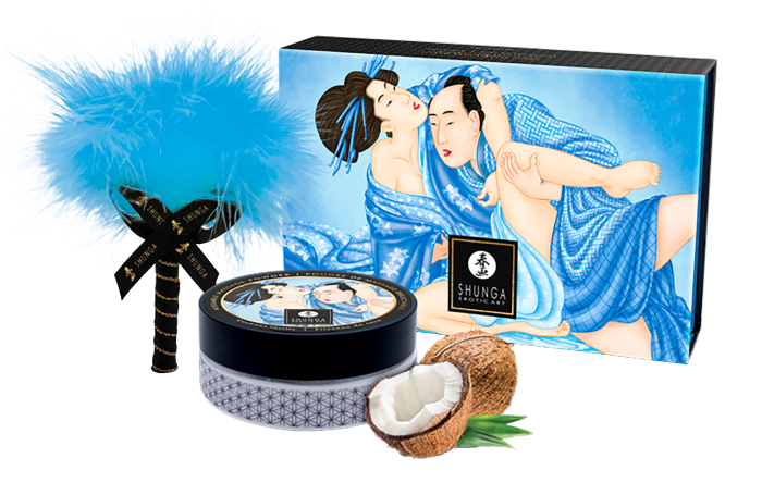 Set Shunga Kissable Massage Powder Coconut Thrills, 75 ml