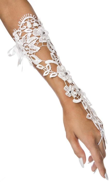 Mansete Elegante din Dantela Fina Saresia - Alb