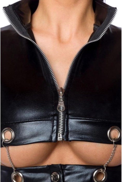 Set Jacheta si Fusta Wetlook Saresia - Negru