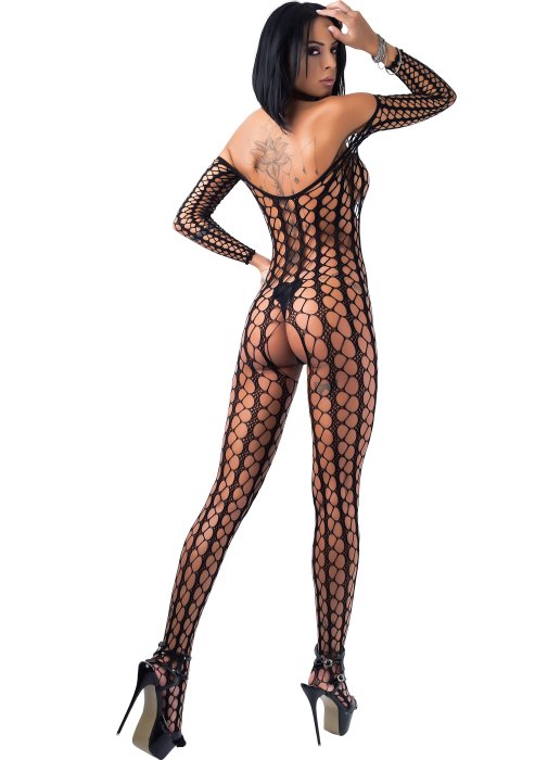Bodystocking Plasa One Touch Rimes - Negru