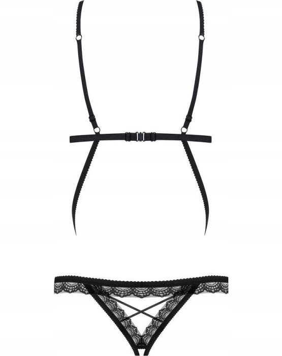 Body senzual negru cu bretele deschise - Obsessive 865#
