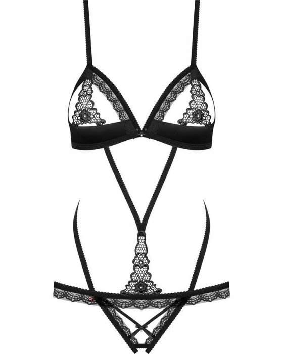Body senzual negru cu bretele deschise - Obsessive 865#