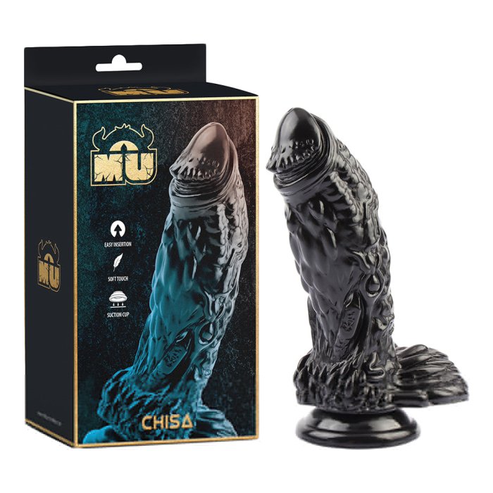 ​Dildo XXL Chisa, Monster Doombringer, Negru, [ 17.5 cm x 5.5 cm ] - vedere frontala