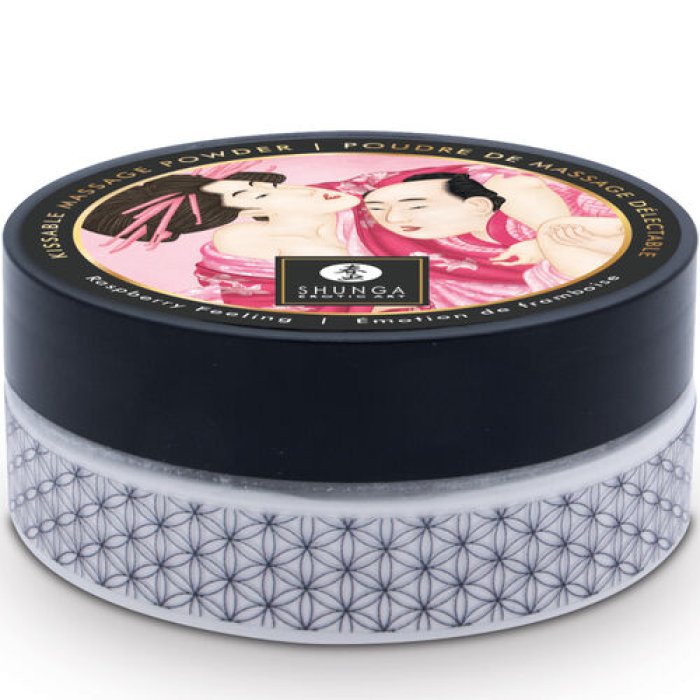Set Shunga Kissable Massage Powder Raspberry, 75 ml#