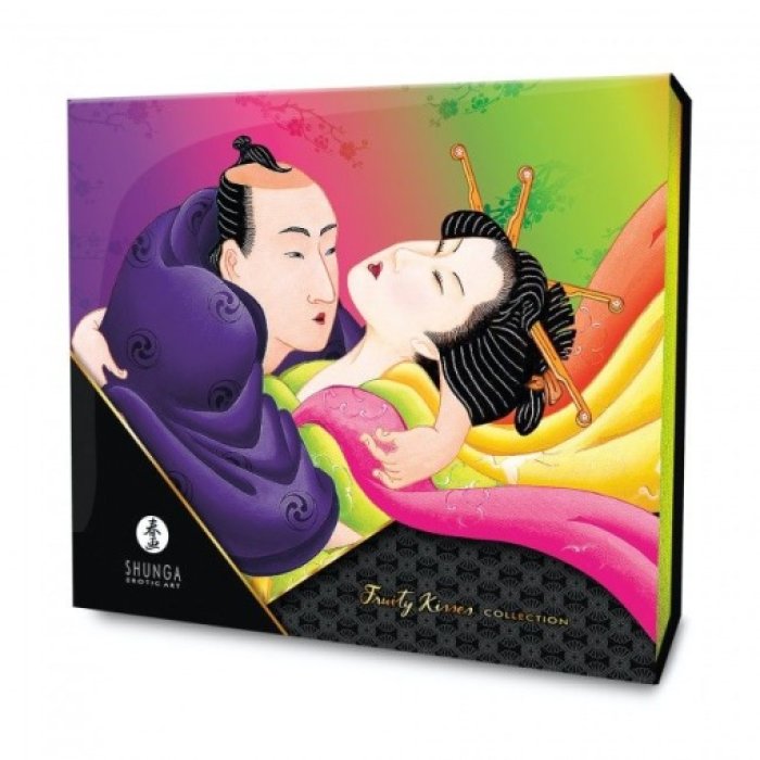 Shunga - Fruity Kisses Collection,  Kit masaj erotic pentru cupluri#