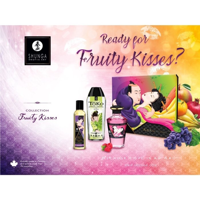 Shunga - Fruity Kisses Collection,  Kit masaj erotic pentru cupluri#