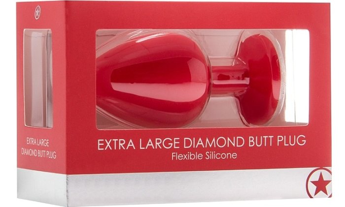 Butt Plug OUCH, Extra Large Diamond, Rosu#