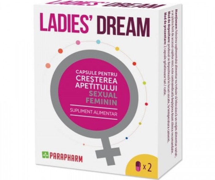 Capsule LADIES DREAM, cresterea apetitului sexual si libidoului feminin, Parapharm 2 capsule - cutia