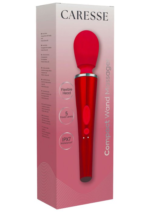 Aparat de masaj CARESSE Compact Wand, Rosu