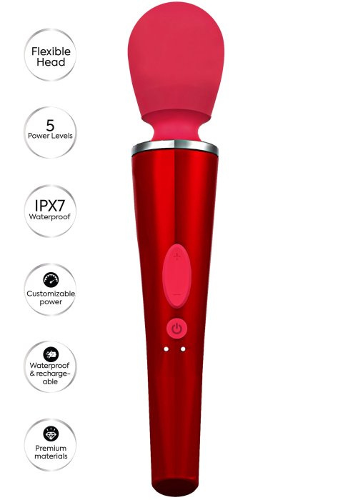 Aparat de masaj CARESSE Compact Wand, Rosu