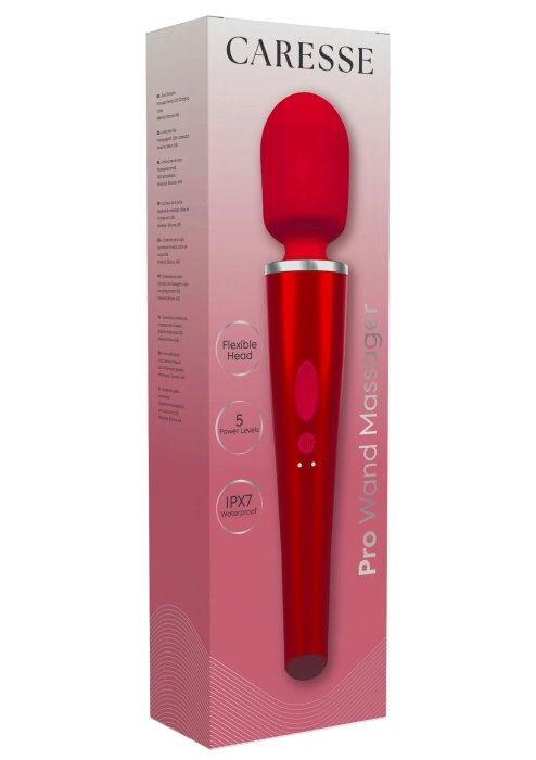 Aparat de masaj CARESSE Pro Wand, Rosu