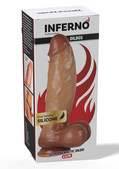 Ultra Realistic Dildo Silicon Hidden Desire, Dual Density, Inferno, 24 cm