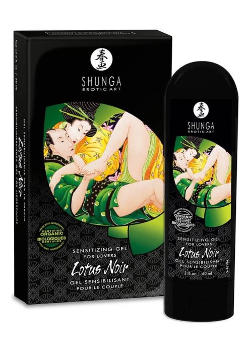 Gel stimulant Shunga Lotus Noir, 60 ml – Sensibilizare clitor si penis, efect racoritor si afrodisiac natural - detaliu design