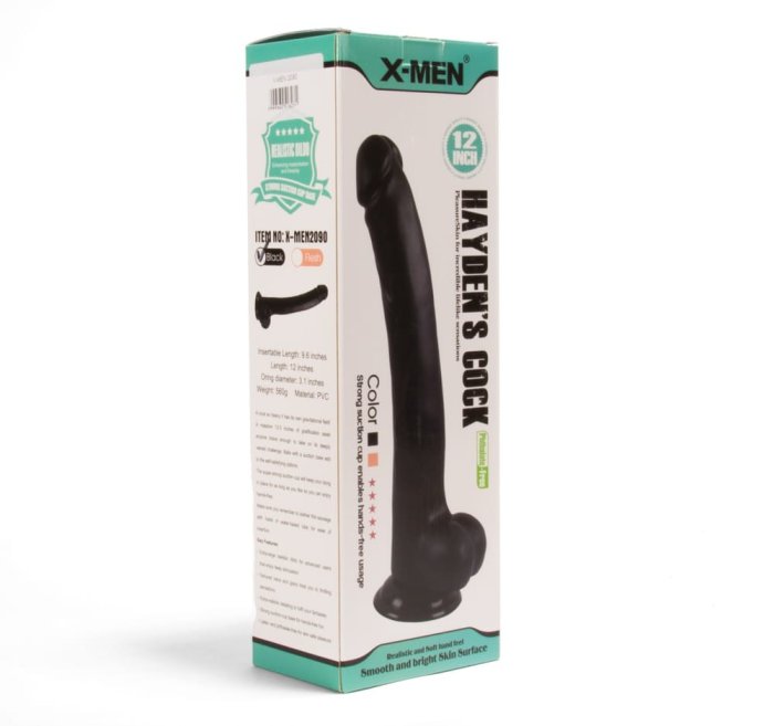 Dildo negru XXL realistic, Hayden, X-Men, [30 cm x 4 cm] - detaliu design