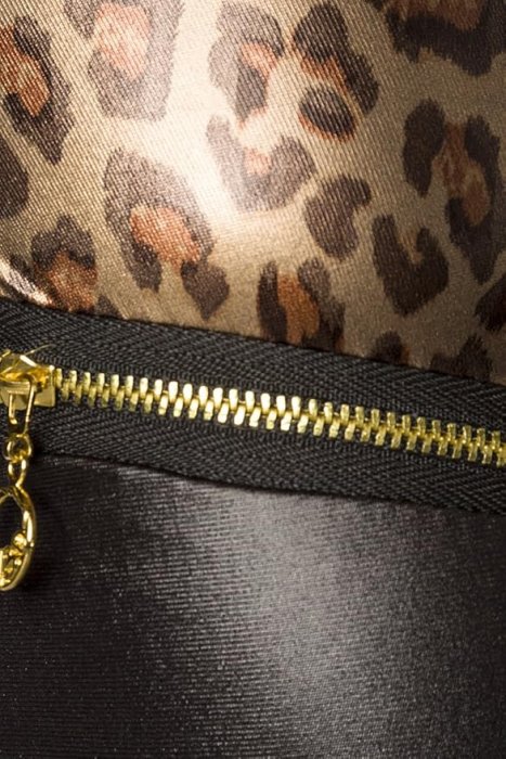 Pantaloni Wetlook Leopard cu Fermoare Decorative Atixo
