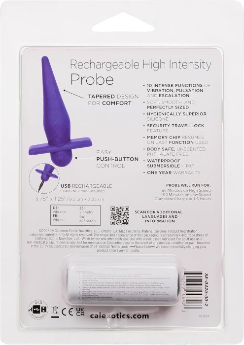 Vibrator Anal Calexotics  »High Intensity« 10 Vibratii - incarcare USB, Violet