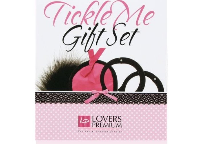 Set cadou erotic LoversPremium Tickle Me – Roz – Catuse, masca si pana