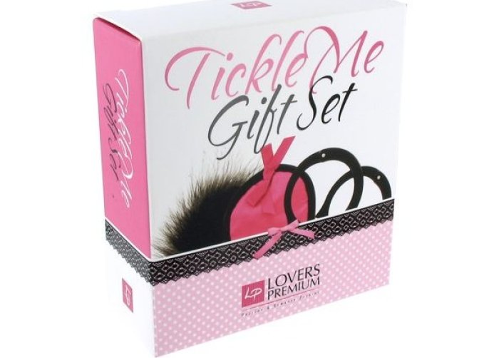 Set cadou erotic LoversPremium Tickle Me – Roz – Catuse, masca si pana