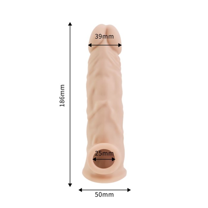 Manson Prelungitor Penis, Rev-Sleeves Girthy Realistic, Silicon, 19 cm