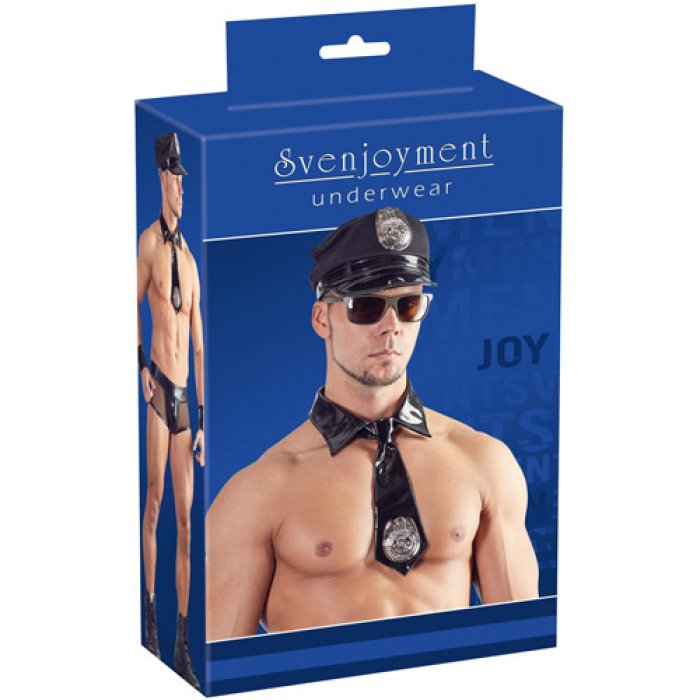 Costum de politist sexy pentru barbati, palarie, mansete, cravata si boxeri Svenjoyment