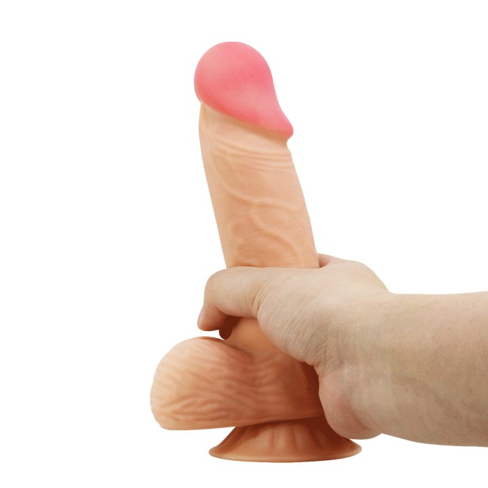 Dildo Ultrarealistic Sliding Skin Natural Baile, TPR, flexibil, [22cm x 4.6cm] - detaliu finisaj