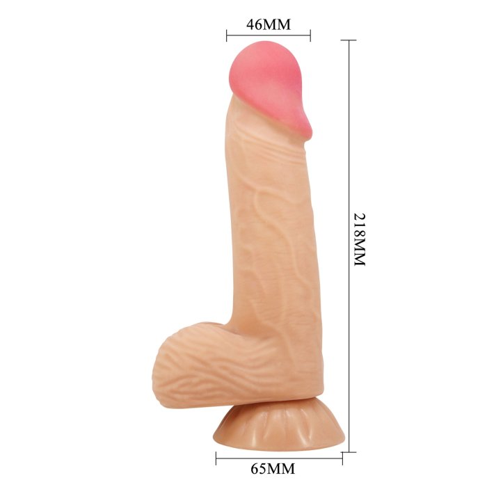 Dildo Ultrarealistic Sliding Skin Natural Baile, TPR, flexibil, [22cm x 4.6cm] - culoare si material
