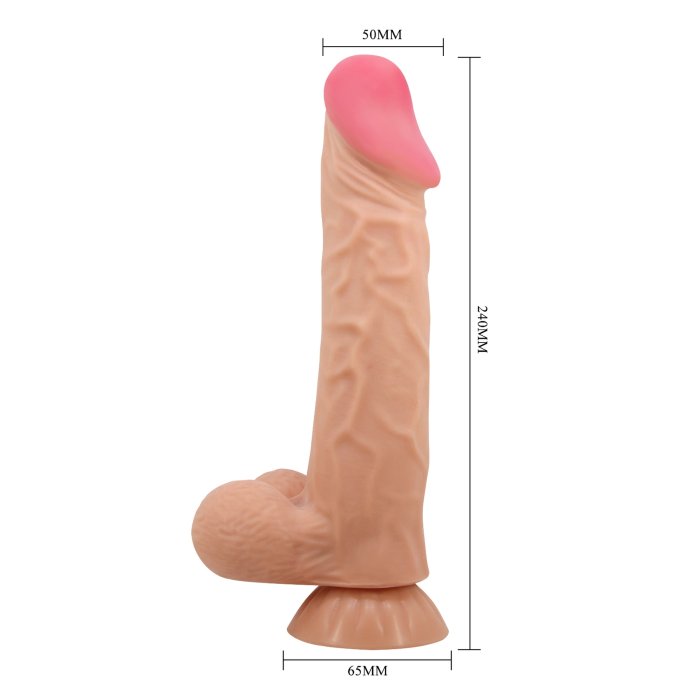 Dildo Ultrarealistic Sliding Skin Mendel Baile, TPR, flexibil, [24cm x 5cm]