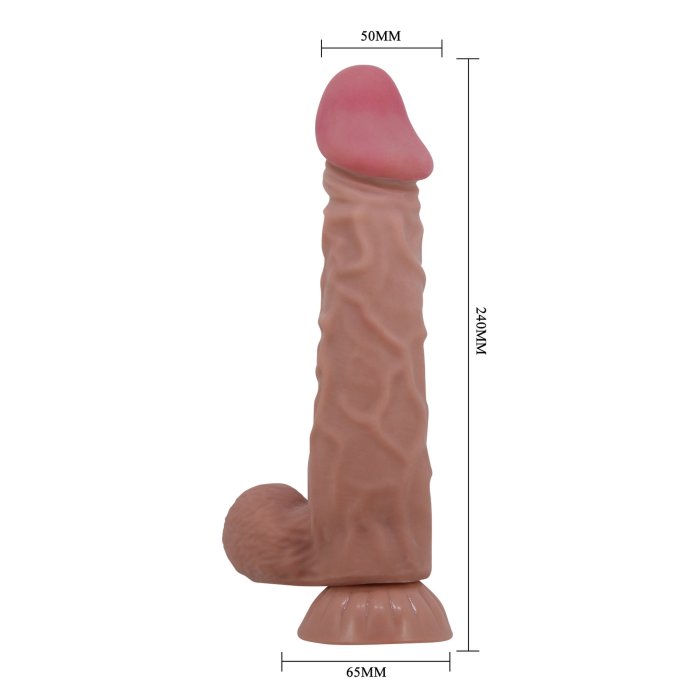 Dildo Ultrarealistic Sliding Skin Maron Baile, TPR, flexibil, [24cm x 5cm]