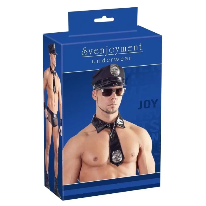 Costum de politist sexy pentru barbati, palarie, mansete, cravata si boxeri Svenjoyment
