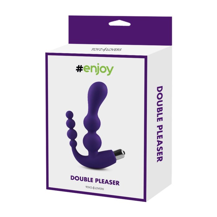 Dildo Double Pleaser, Toyz4Lovers, Violet, silicon, 15.5cm