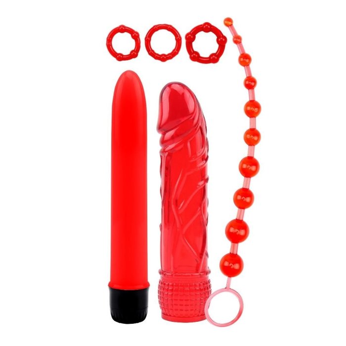 Set 5 piese jucarii erotice Chisa, Hot Storm, Flirting of Couple Kit, Rosu