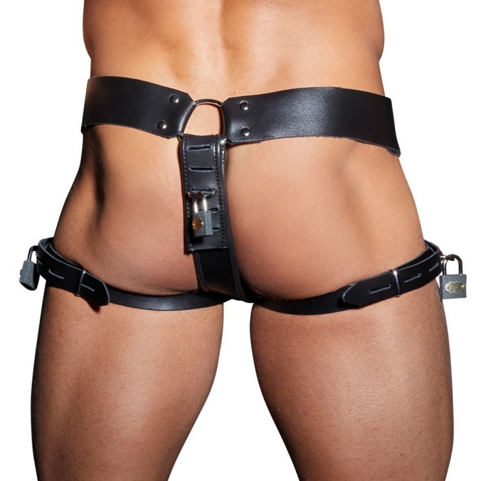Centura castitate, Leather Chastity String, ZADO, piele naturala