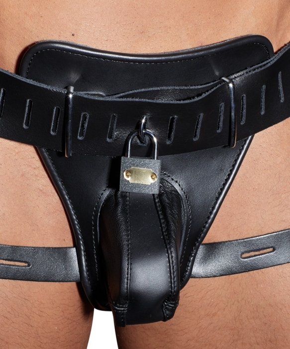 Centura castitate, Leather Chastity String, ZADO, piele naturala